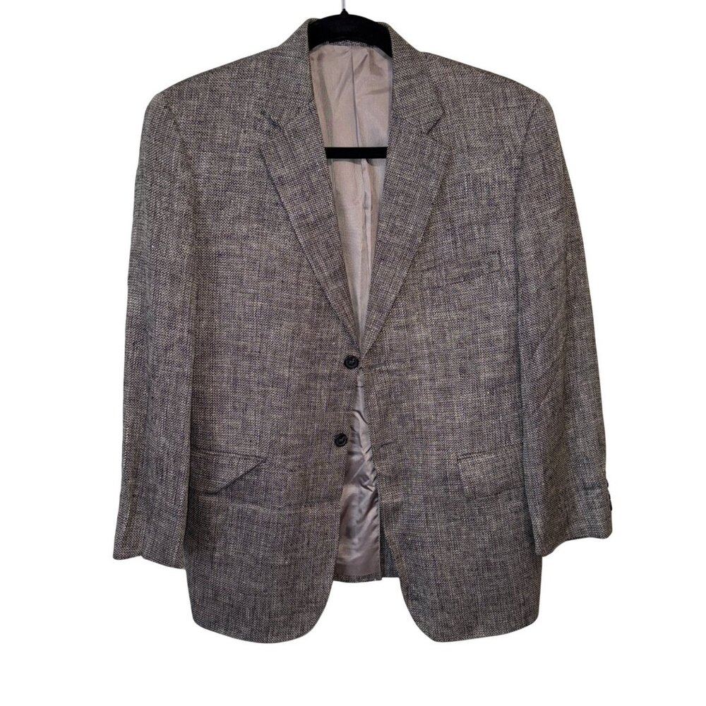 Stafford Mens Gray Herringbone Silk Suit Jacket Blazer 40S Two-Button